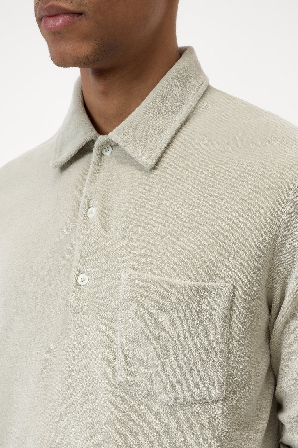 Terry Toweling Polo Shirt - Cloud Grey - DUNE + SALT
