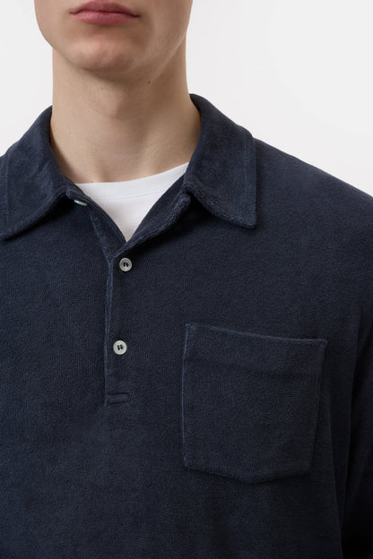 Terry Toweling Polo Shirt - Smokey Blue - DUNE + SALT