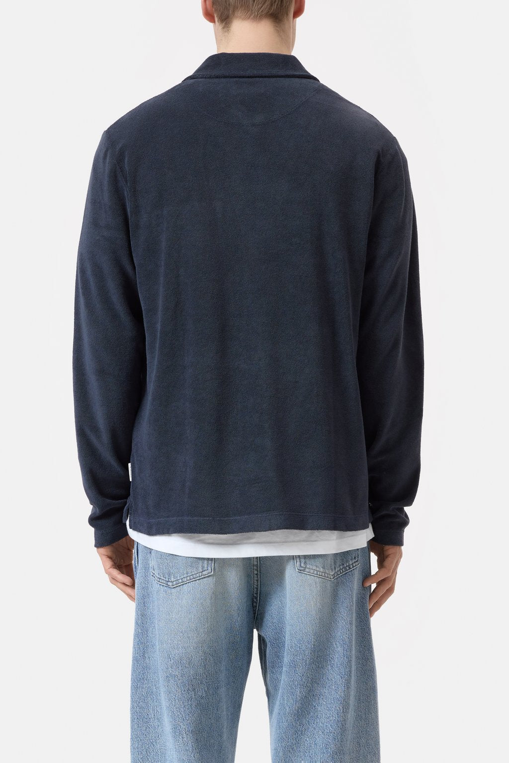 Terry Toweling Polo Shirt - Smokey Blue - DUNE + SALT