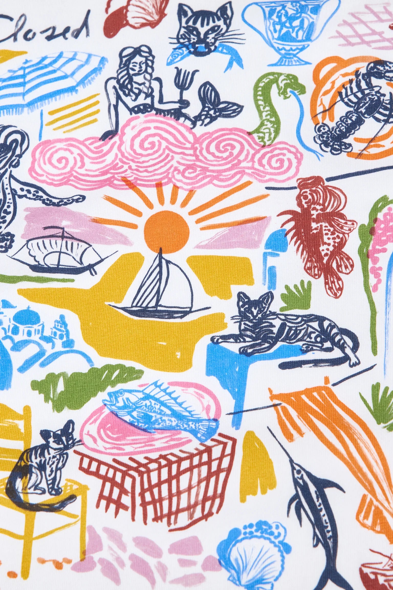 "Greece Print" Organic Cotton Printed T-Shirt - White - DUNE + SALT