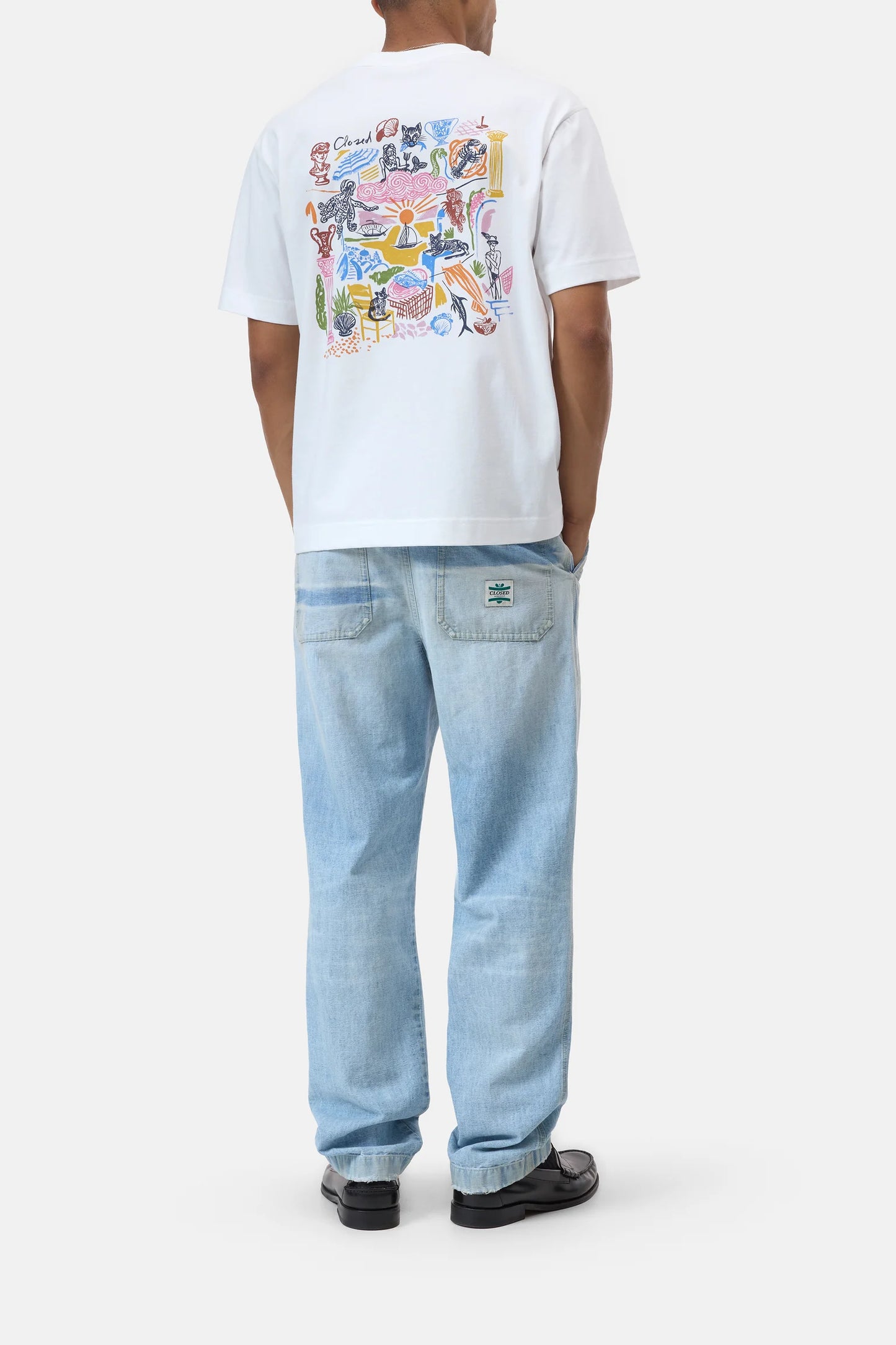 "Greece Print" Organic Cotton Printed T-Shirt - White - DUNE + SALT