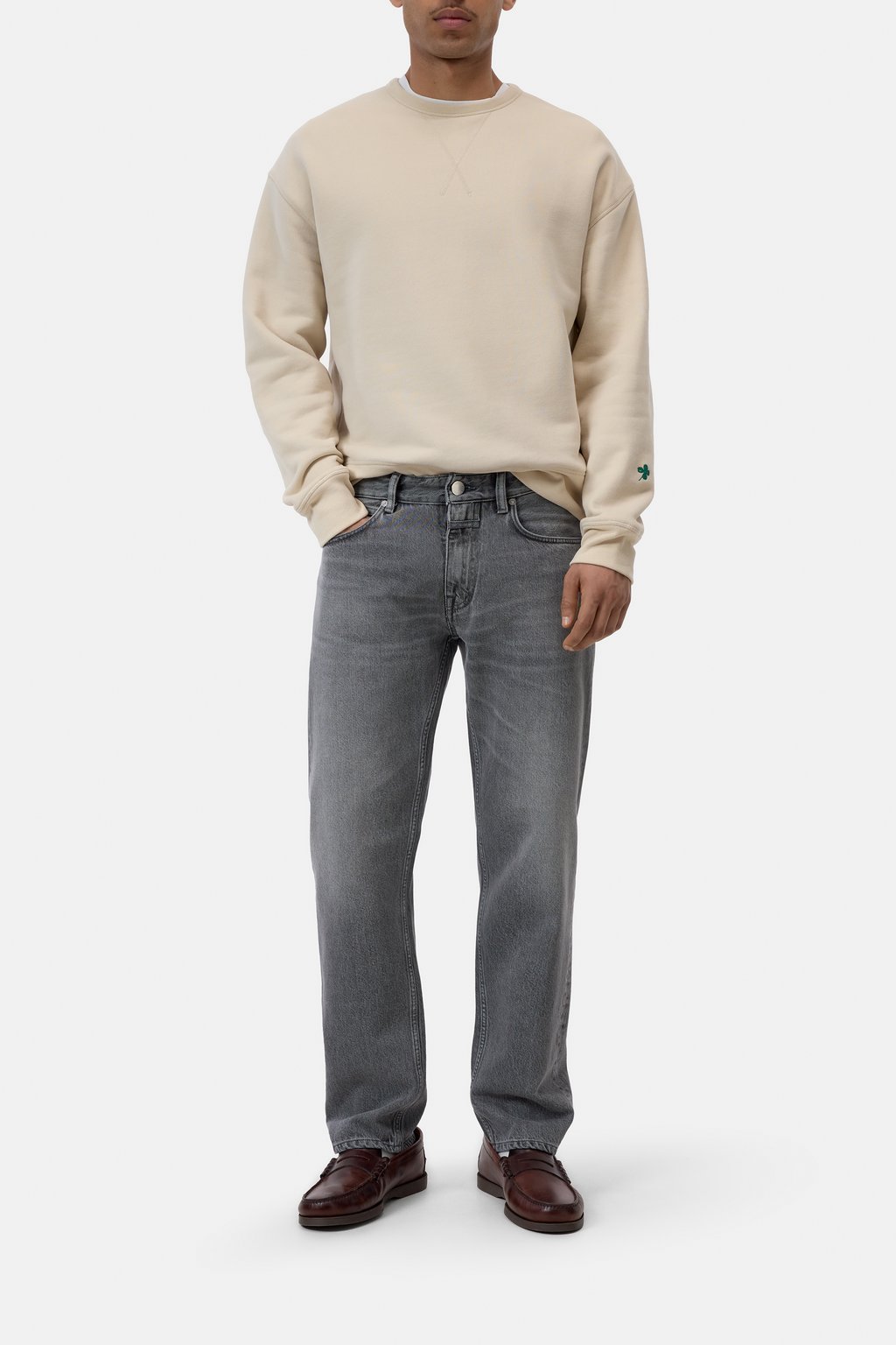 Closed Men's Crewneck Sweatshirt - Almond Cream Gray