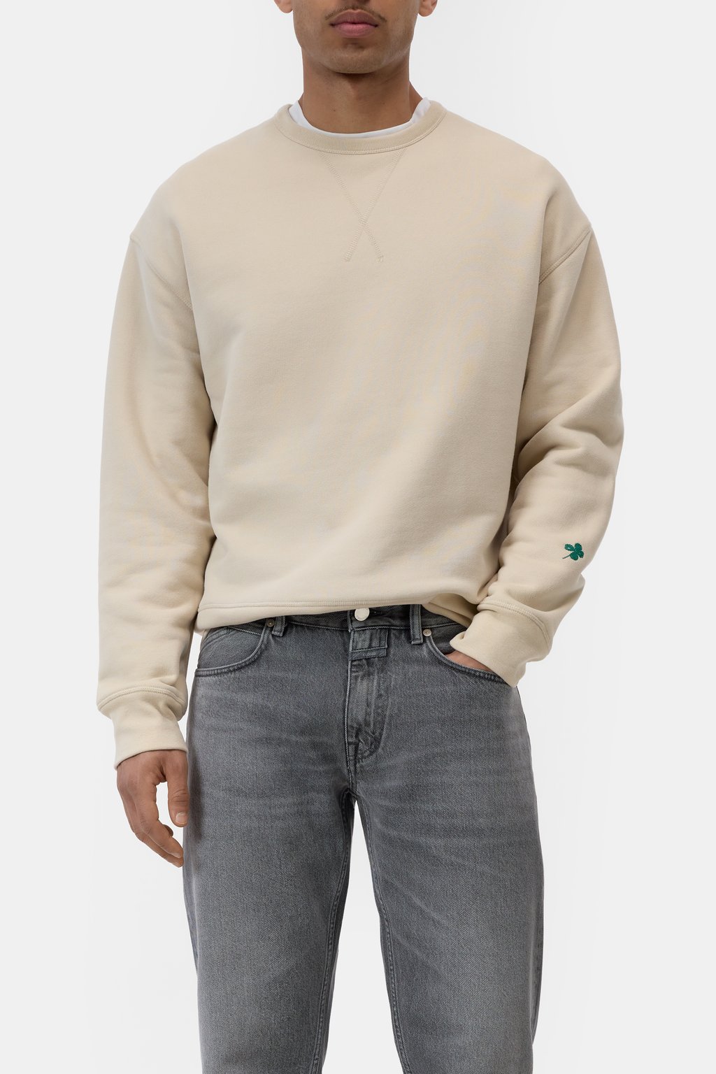 Closed Men's Crewneck Sweatshirt - Almond Cream Gray