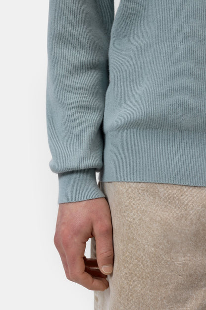Closed Men's Half-Zip Cotton Blend Jumper - Drift Blue Light Slate Gray