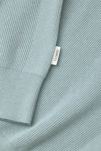 Closed Men's Half-Zip Cotton Blend Jumper - Drift Blue Dark Gray