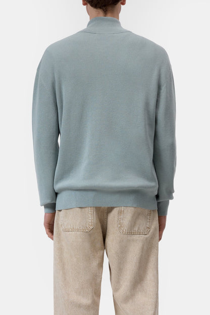 Closed Men's Half-Zip Cotton Blend Jumper - Drift Blue Light Slate Gray