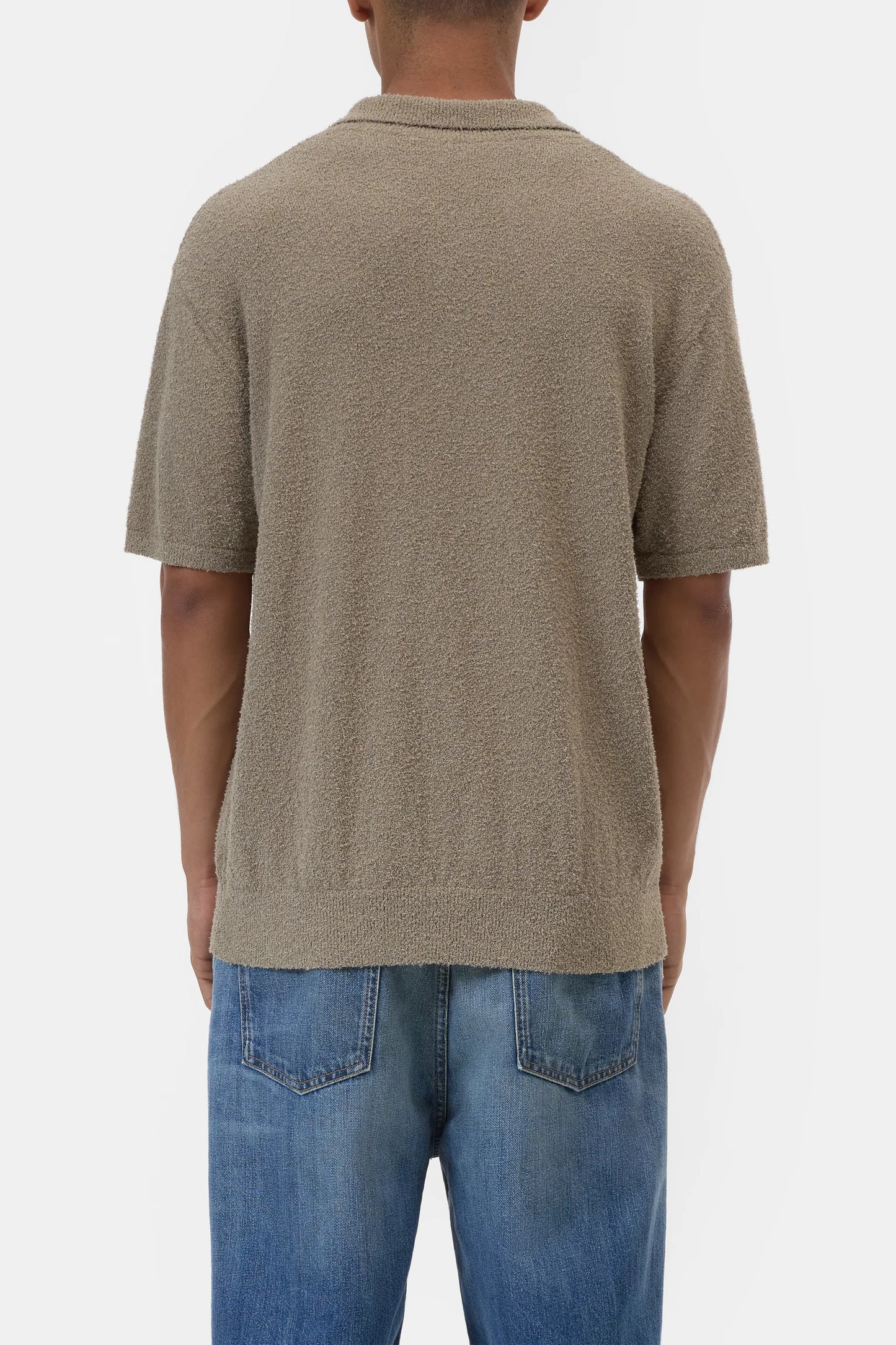 Cotton Knit Polo – Pebble Green