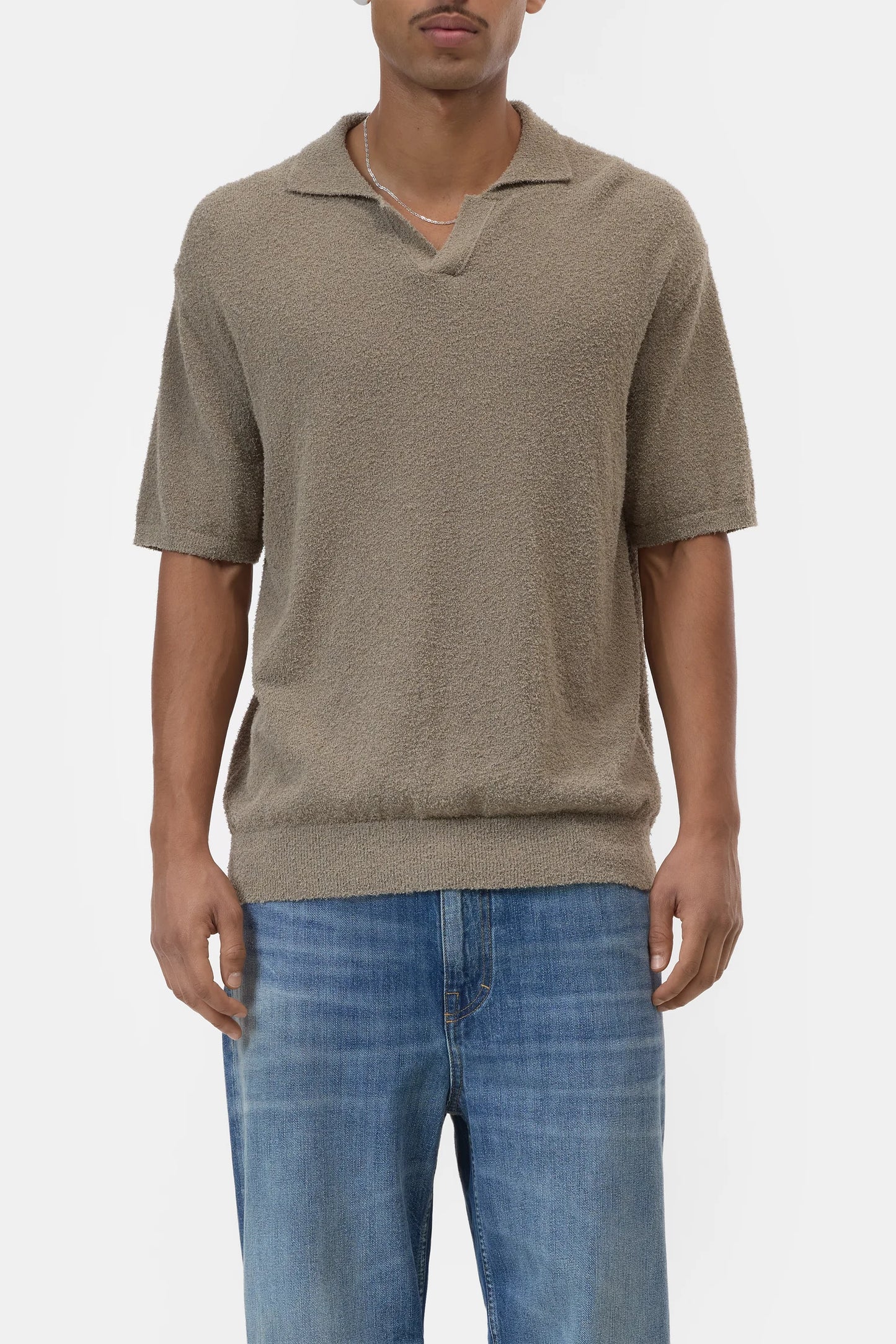 Cotton Knit Polo – Pebble Green