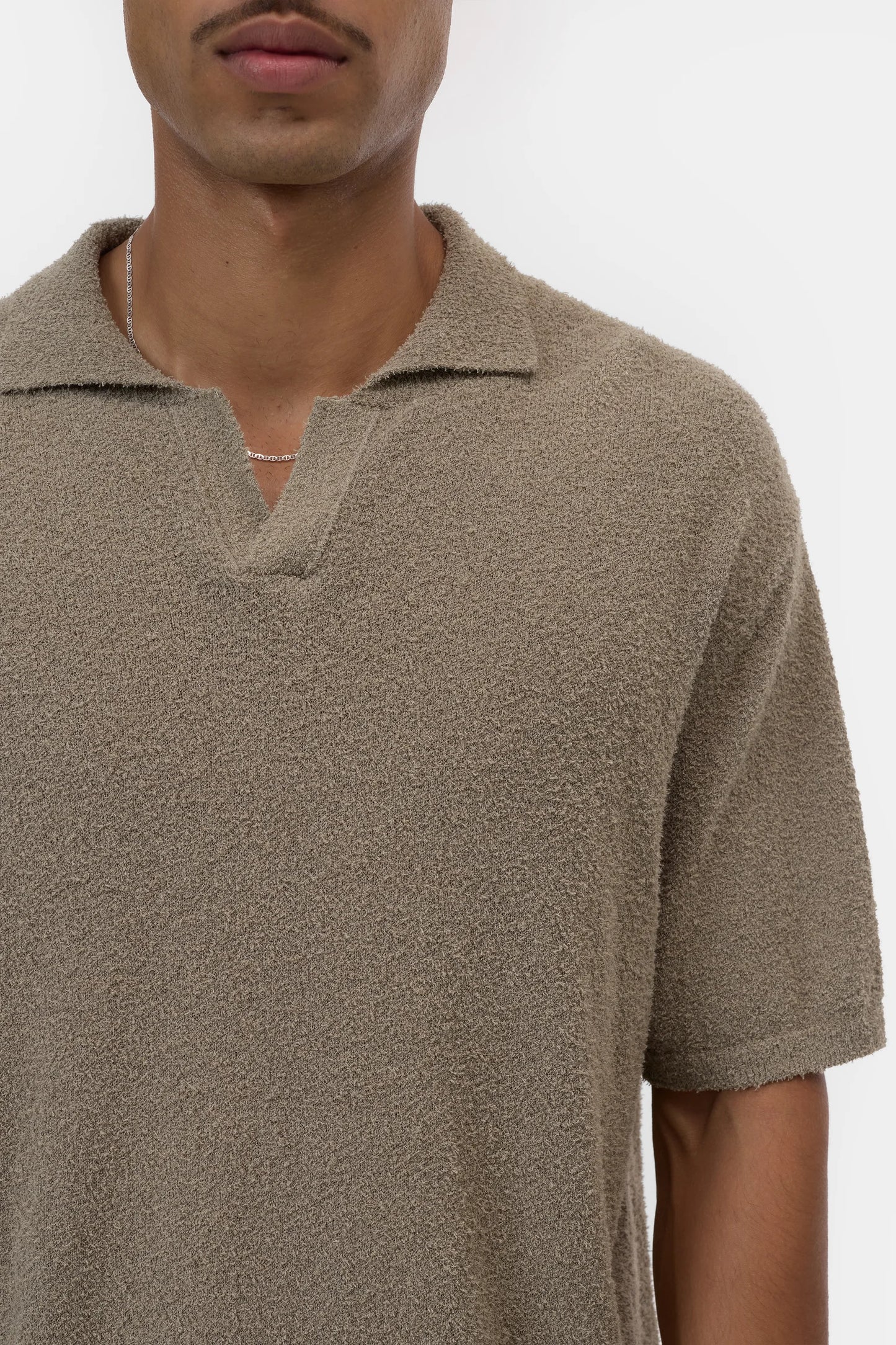 Cotton Knit Polo – Pebble Green