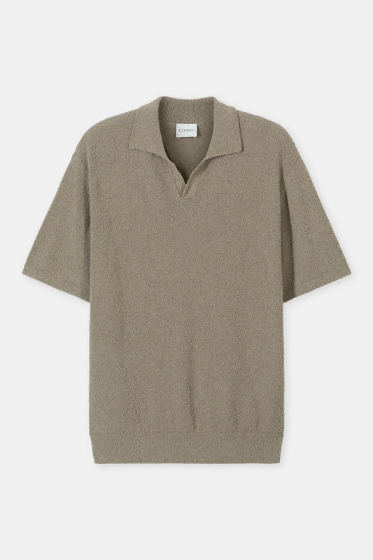 Closed Men's Cotton Knit Polo – Pebble Green Slate Gray