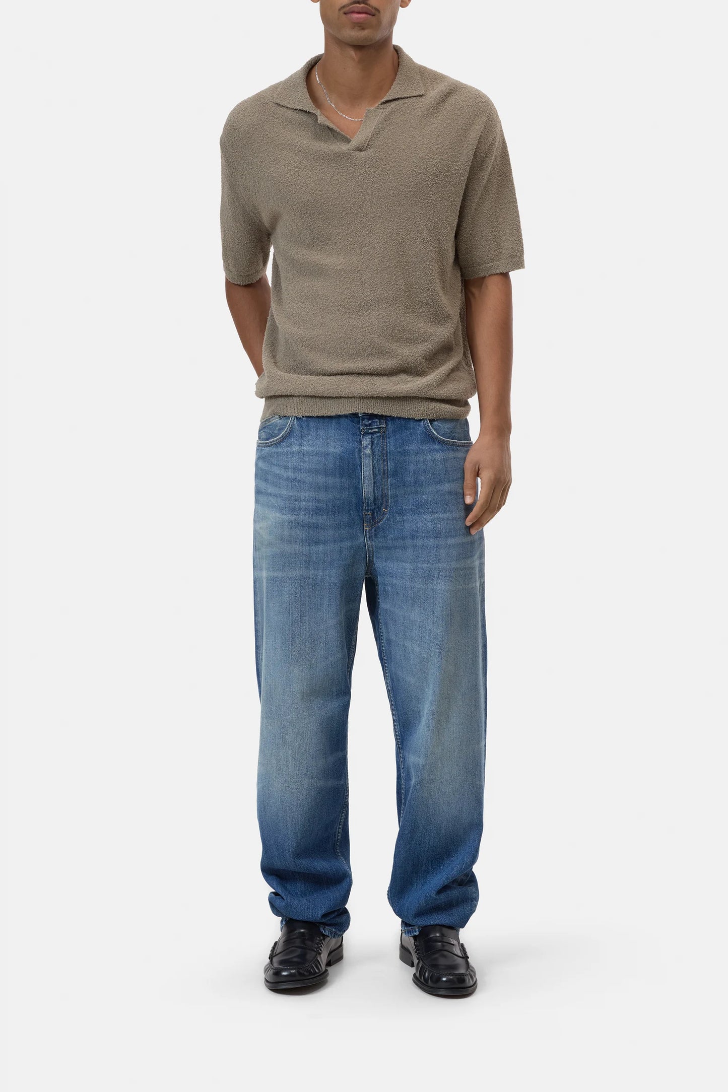 Cotton Knit Polo – Pebble Green