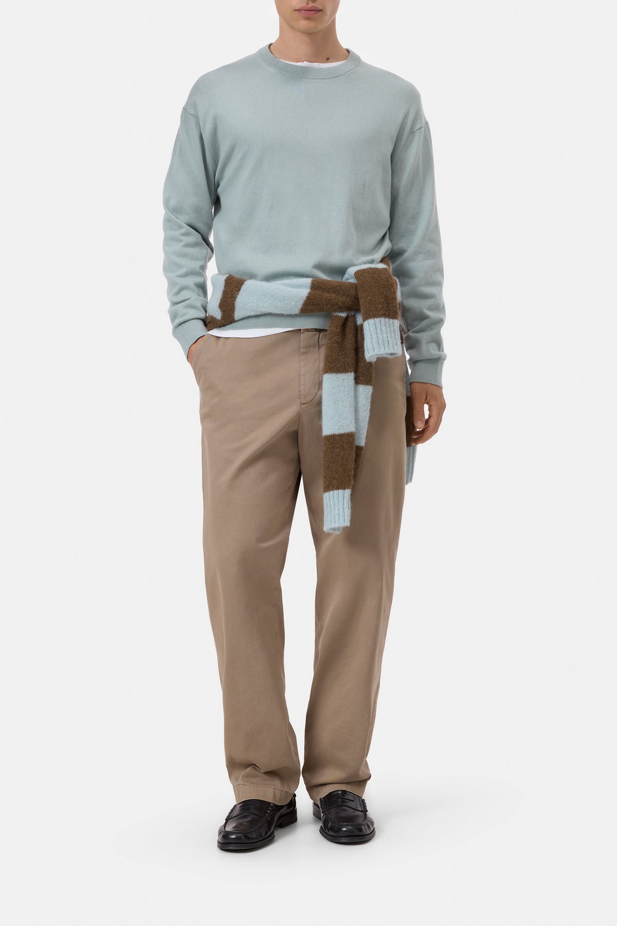 Closed Men's Fine-Knit Jumper — Drift Blue White Smoke