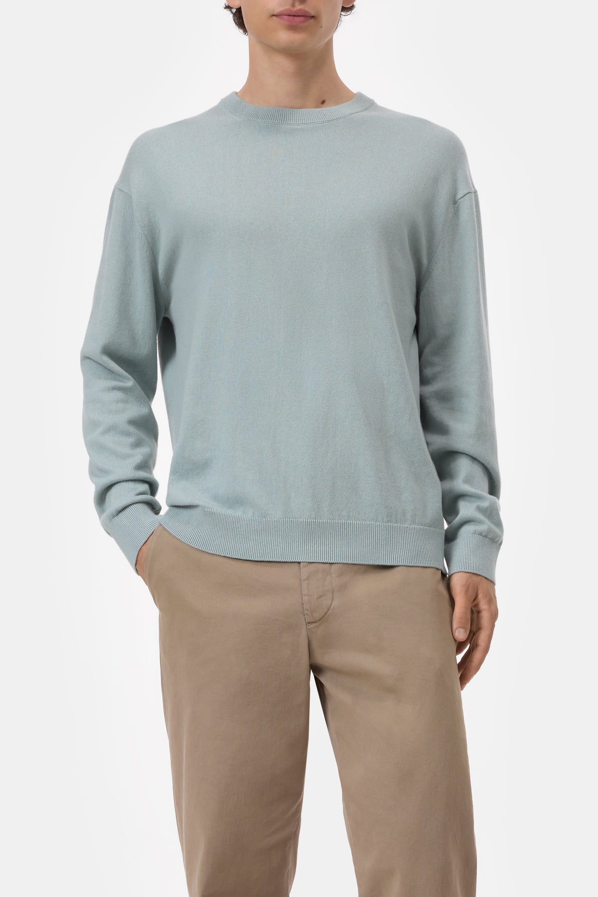 Closed Men's Fine-Knit Jumper — Drift Blue Dark Gray