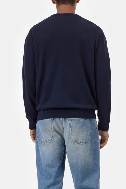 Closed Men's Fine-Knit Jumper — Dark Night Black