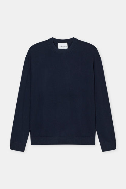 Closed Men's Fine-Knit Jumper — Dark Night Black