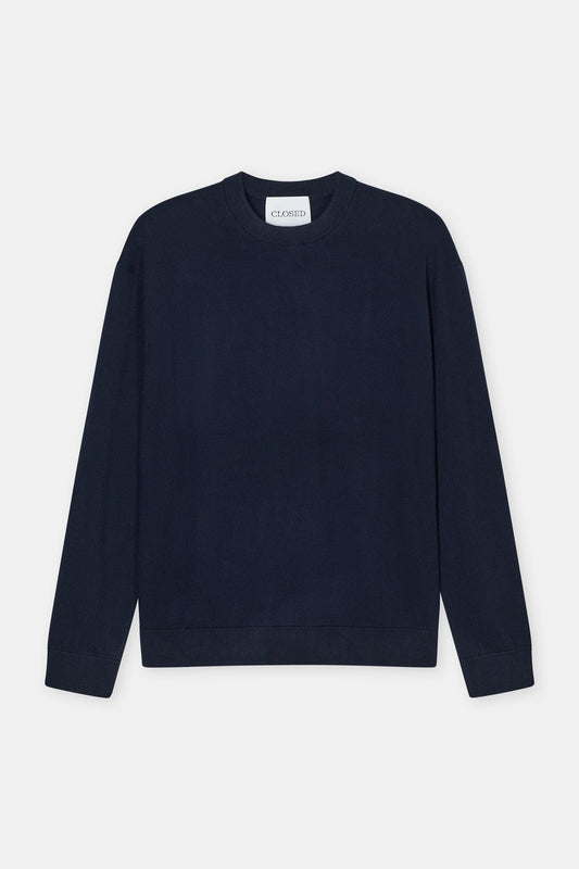 Closed Men's Fine-Knit Jumper — Dark Night Black