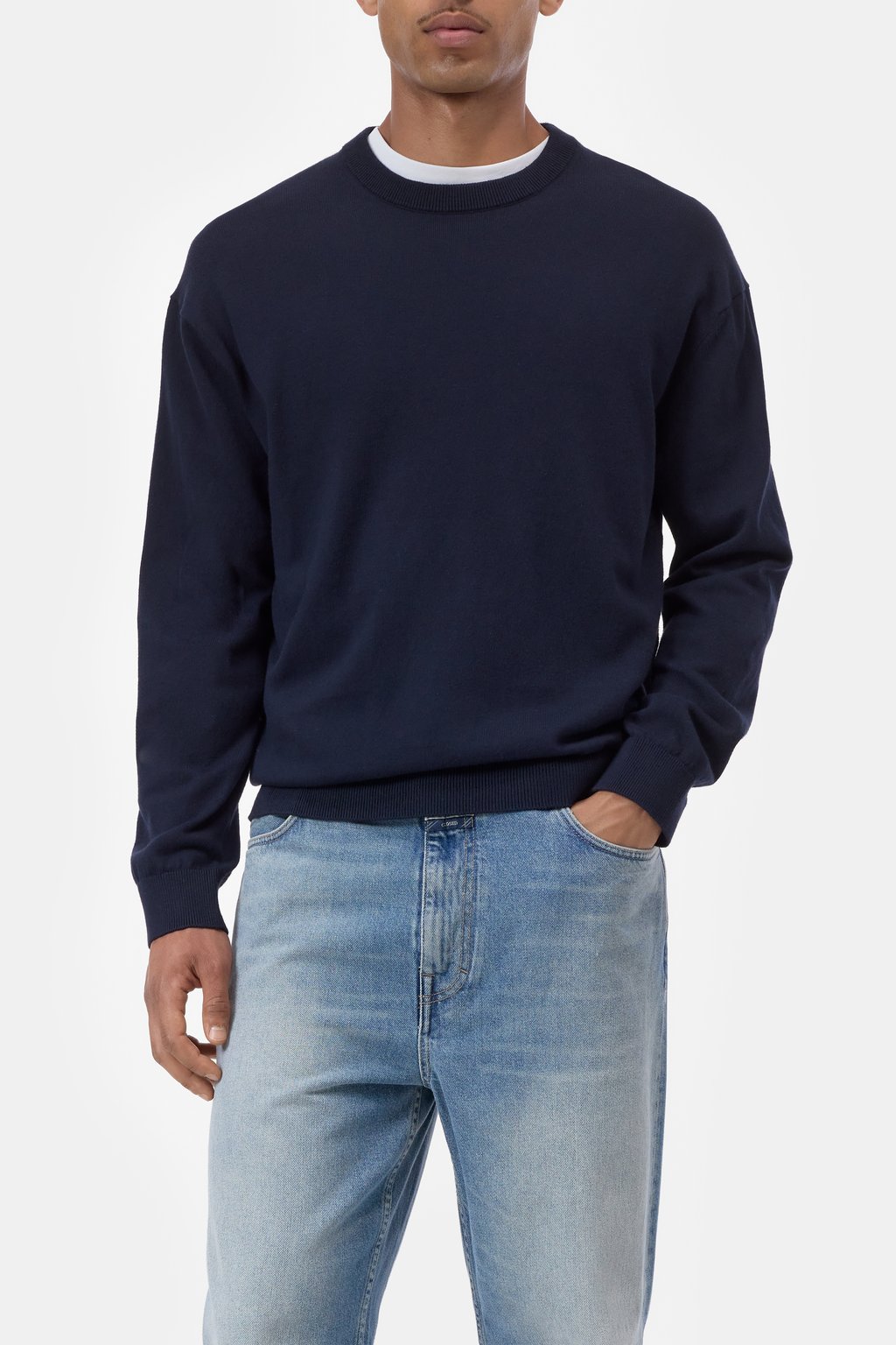Closed Men's Fine-Knit Jumper — Dark Night Black