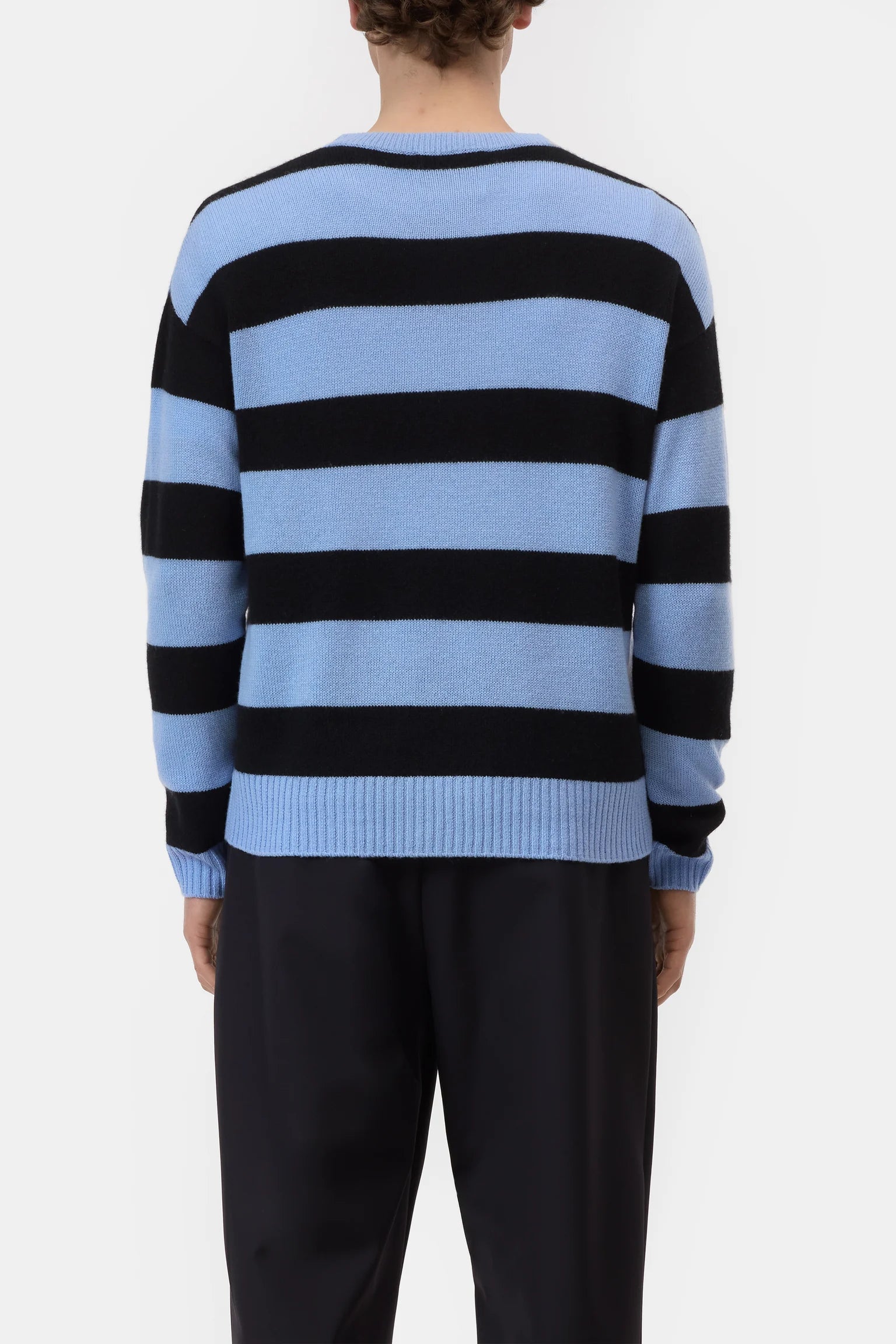 Cashmere Striped Jumper - Sky Blue/Black Stripe - DUNE + SALT