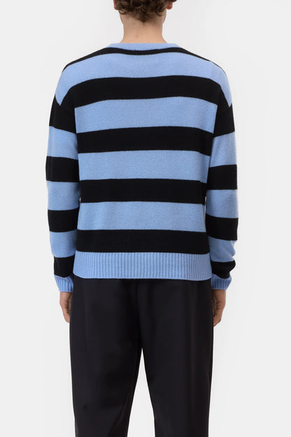 Cashmere Striped Jumper - Sky Blue/Black Stripe - DUNE + SALT