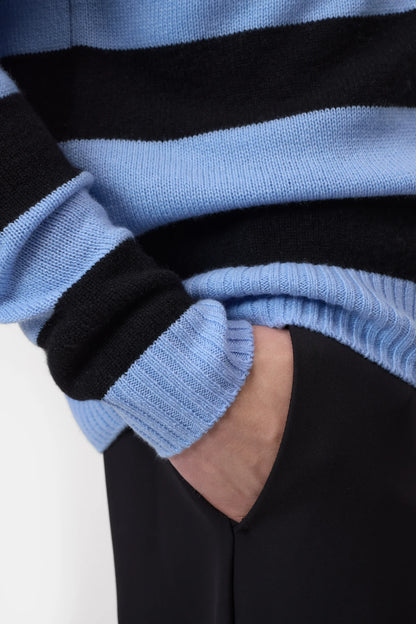 Cashmere Striped Jumper - Sky Blue/Black Stripe - DUNE + SALT