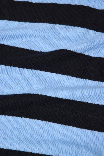 Cashmere Striped Jumper - Sky Blue/Black Stripe - DUNE + SALT
