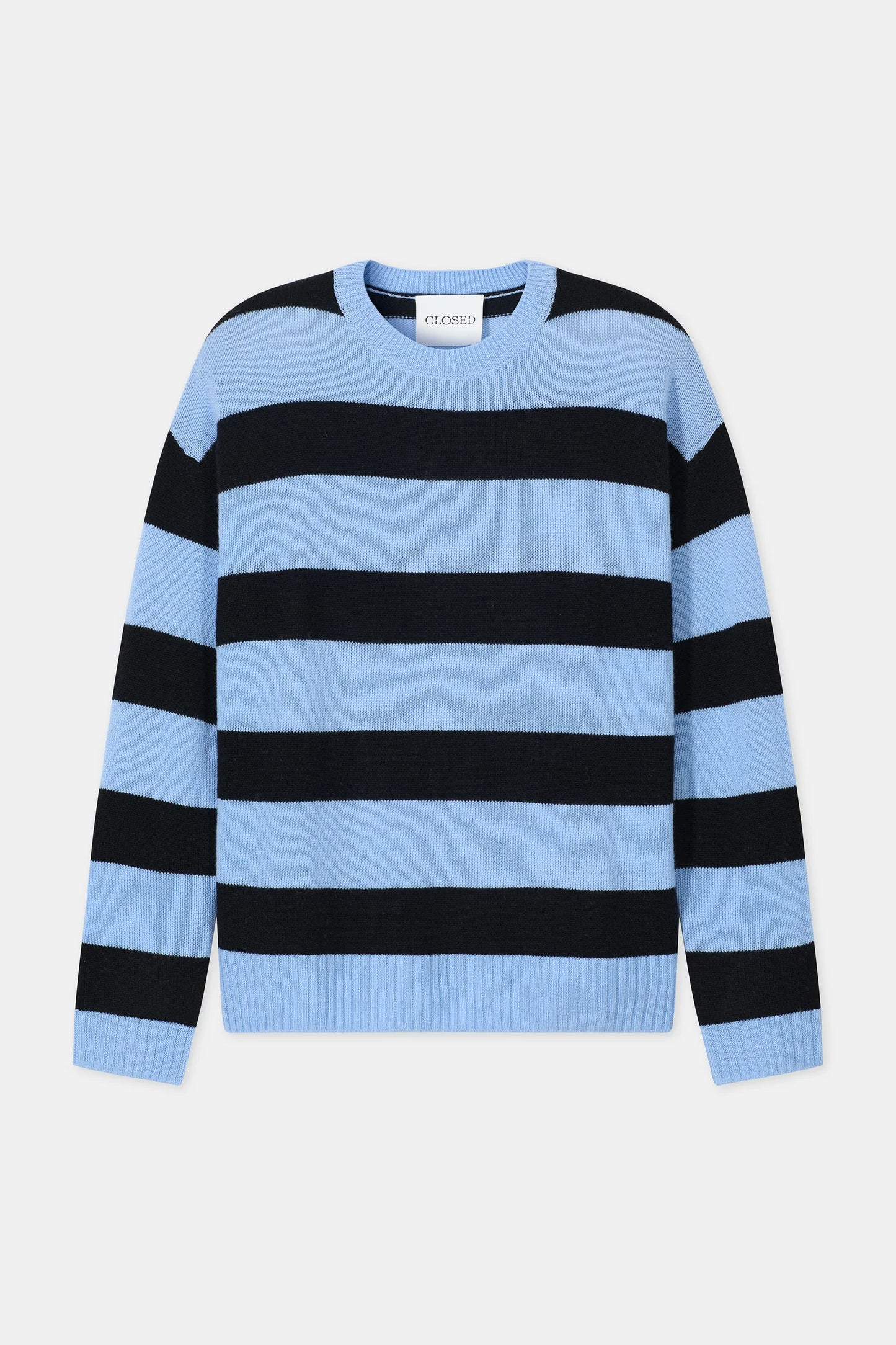 Cashmere Striped Jumper - Sky Blue/Black Stripe - DUNE + SALT