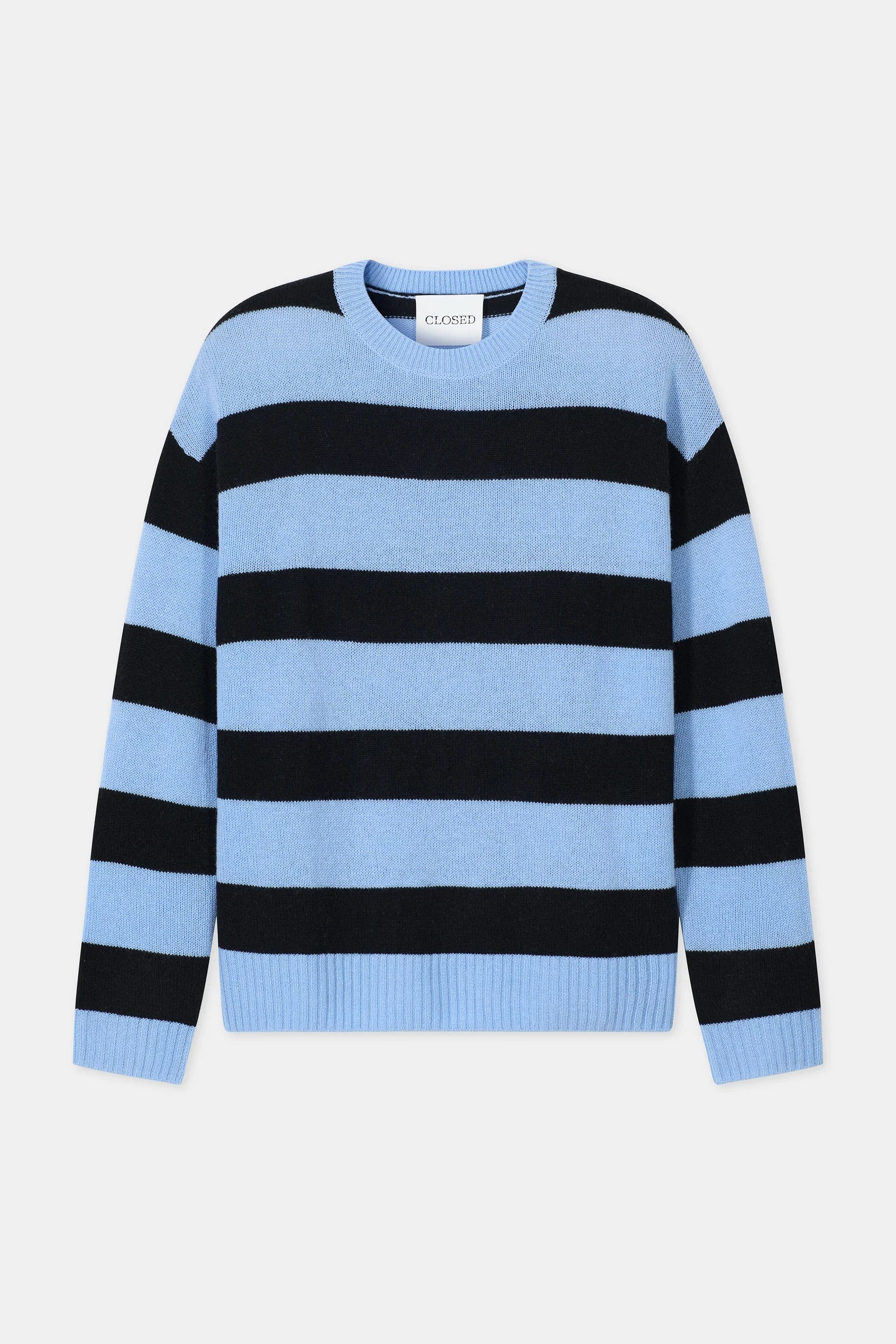 Cashmere Striped Jumper - Sky Blue/Black Stripe - DUNE + SALT