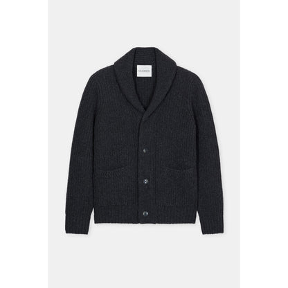 Men's black melange shawl collar wool cardigan by Closed Men's, featuring a cozy knit fabric and classic design.
