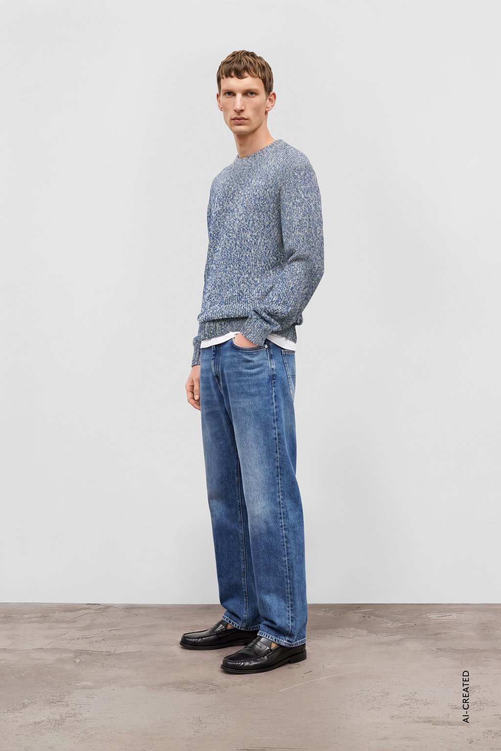 Closed Men's Mouliné Crewneck Sweater - Harbour Blue Lavender