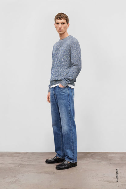 Closed Men's Mouliné Crewneck Sweater - Harbour Blue Lavender