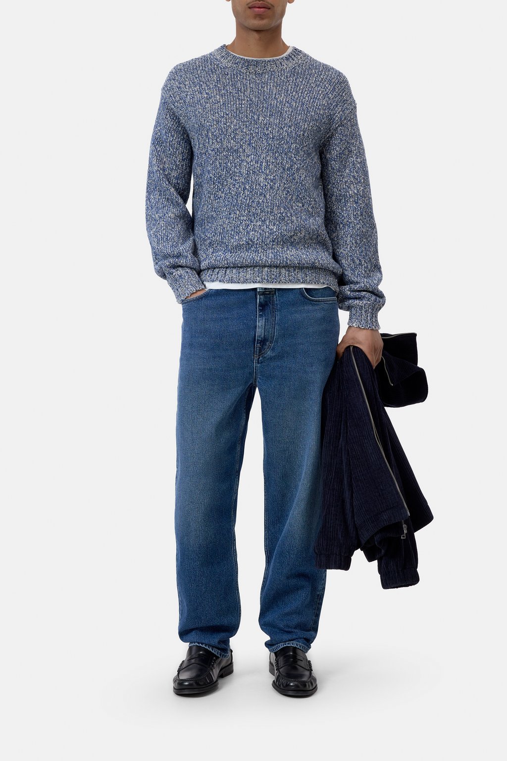 Closed Men's Mouliné Crewneck Sweater - Harbour Blue White Smoke