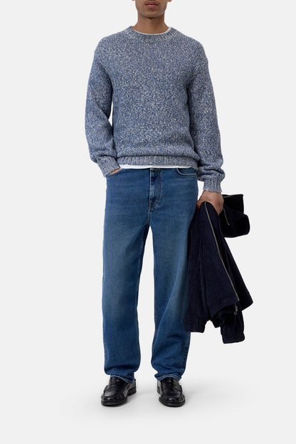 Closed Men's Mouliné Crewneck Sweater - Harbour Blue White Smoke