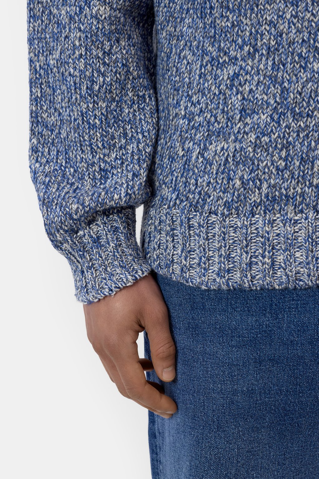 Closed Men's Mouliné Crewneck Sweater - Harbour Blue Slate Gray