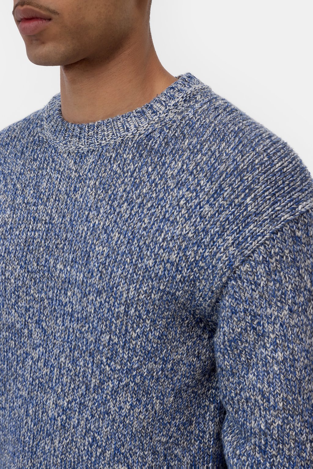 Closed Men's Mouliné Crewneck Sweater - Harbour Blue Slate Gray