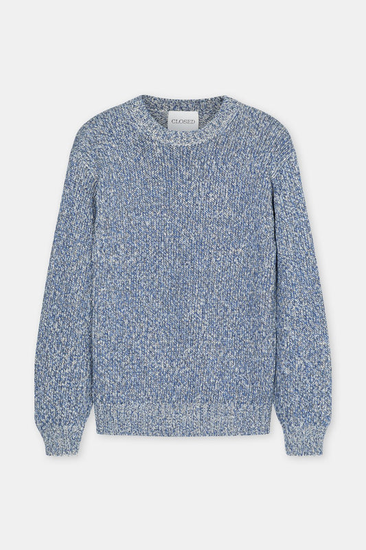 Closed Men's Mouliné Crewneck Sweater - Harbour Blue Light Slate Gray