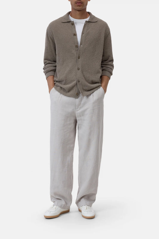 Closed Men's Organic Cotton Cardigan - Pebble Green White Smoke