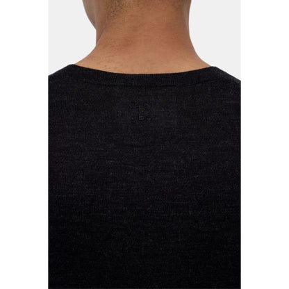Men's black melange fine-knit crewneck jumper from Closed Men's, showing the soft knit fabric and classic fit.