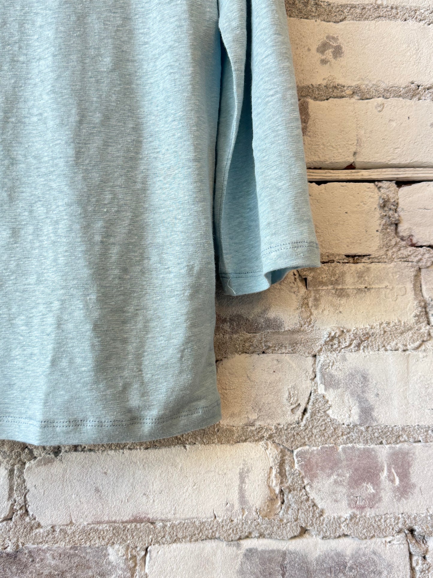 Stretch Linen 3/4 Sleeve Semi Relaxed Boatneck - Bleu Calanques - DUNE + SALT