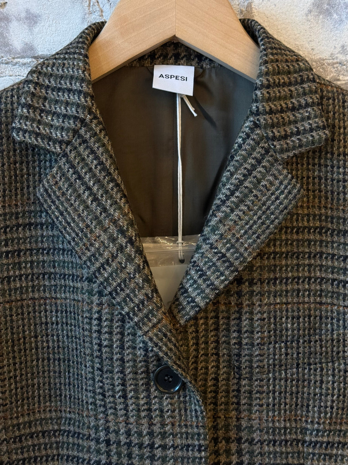 Aspesi Virgin Wool Jacket With Glen Plaid Pattern - Military Check Dark Slate Gray