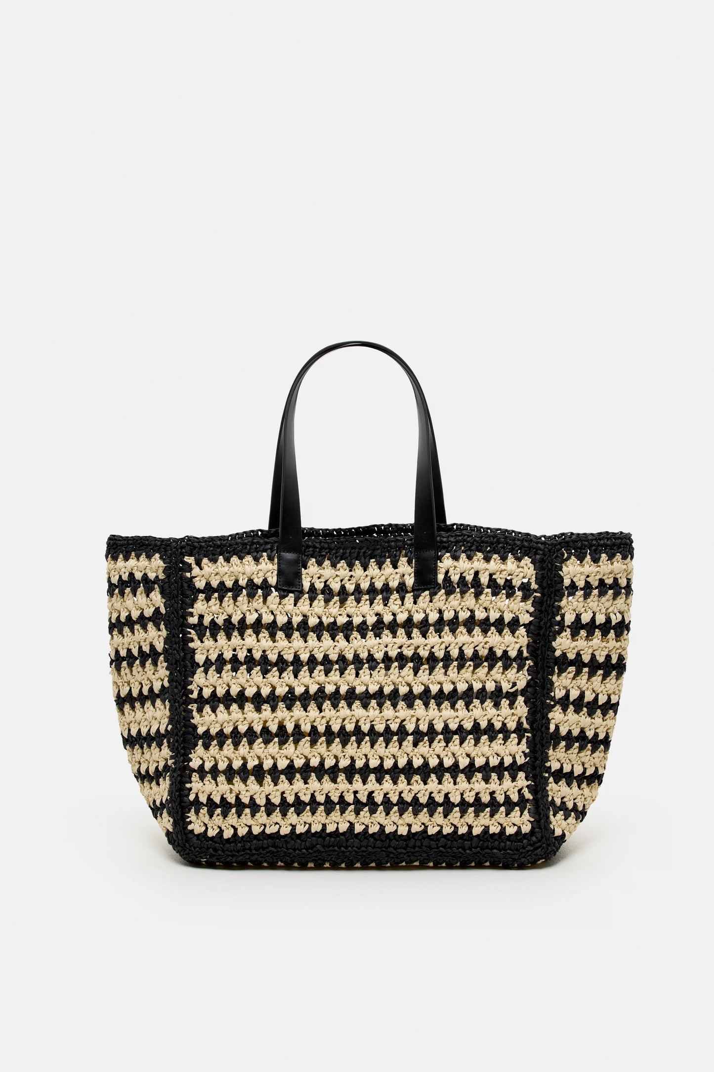 Closed Women's Paper Braid Tote Bag – Black White Smoke