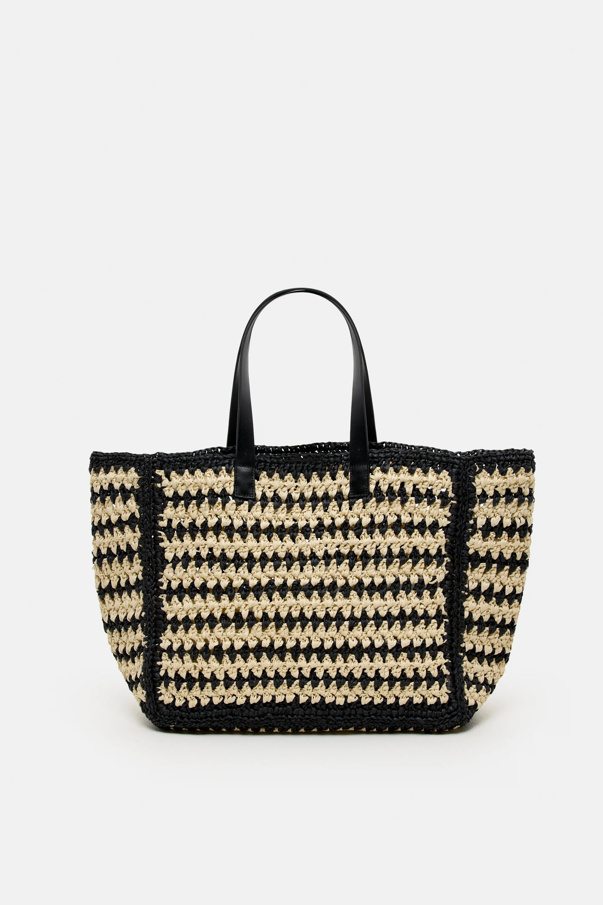 Closed Women's Paper Braid Tote Bag – Black White Smoke