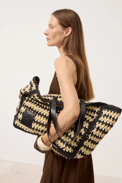 Closed Women's Paper Braid Tote Bag – Black Lavender