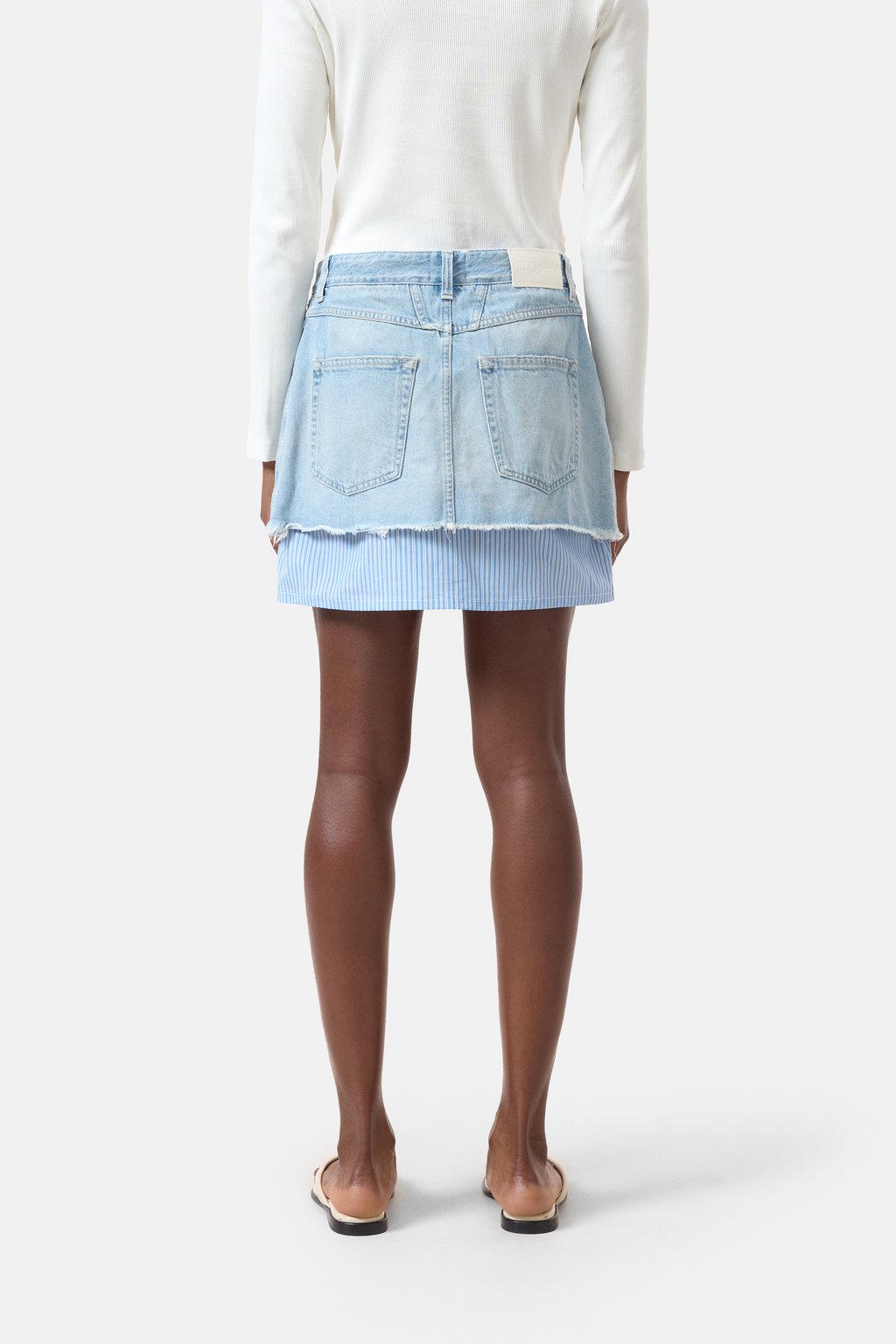 Short Denim Poplin Mini Skirt - Light Blue - DUNE + SALT