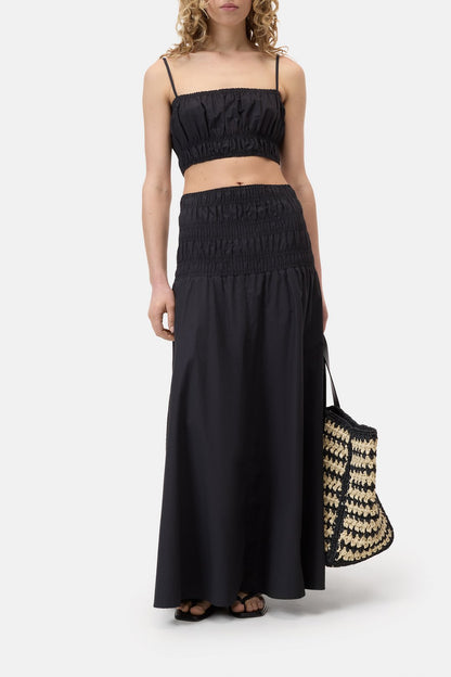 Closed Women's Gathered Top – Black Dark Slate Gray