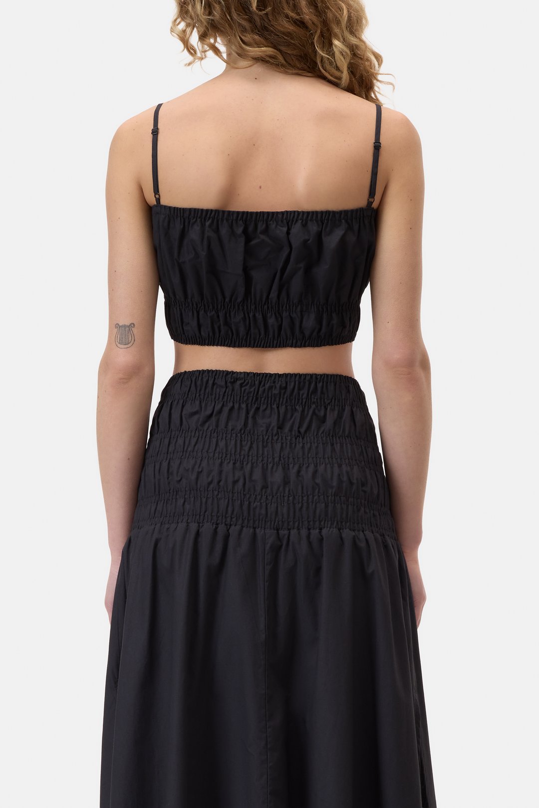 Closed Women's Gathered Top – Black Dark Slate Gray
