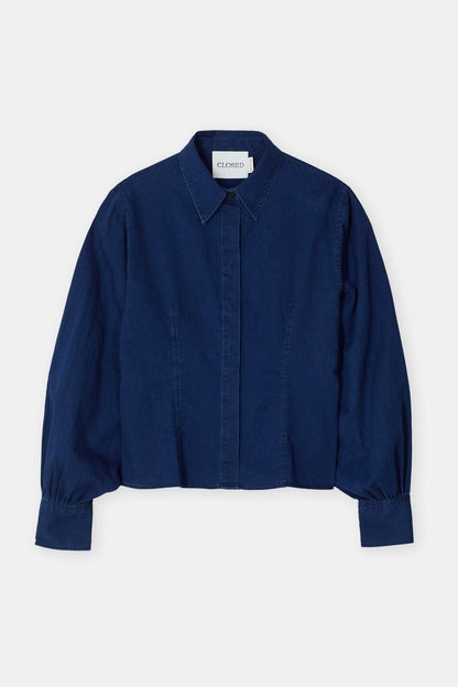 Tailored Cotton Blouse - Dark Blue - DUNE + SALT