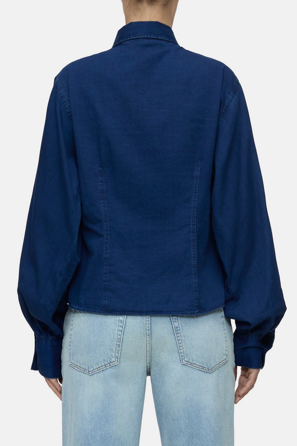 Tailored Cotton Blouse - Dark Blue - DUNE + SALT