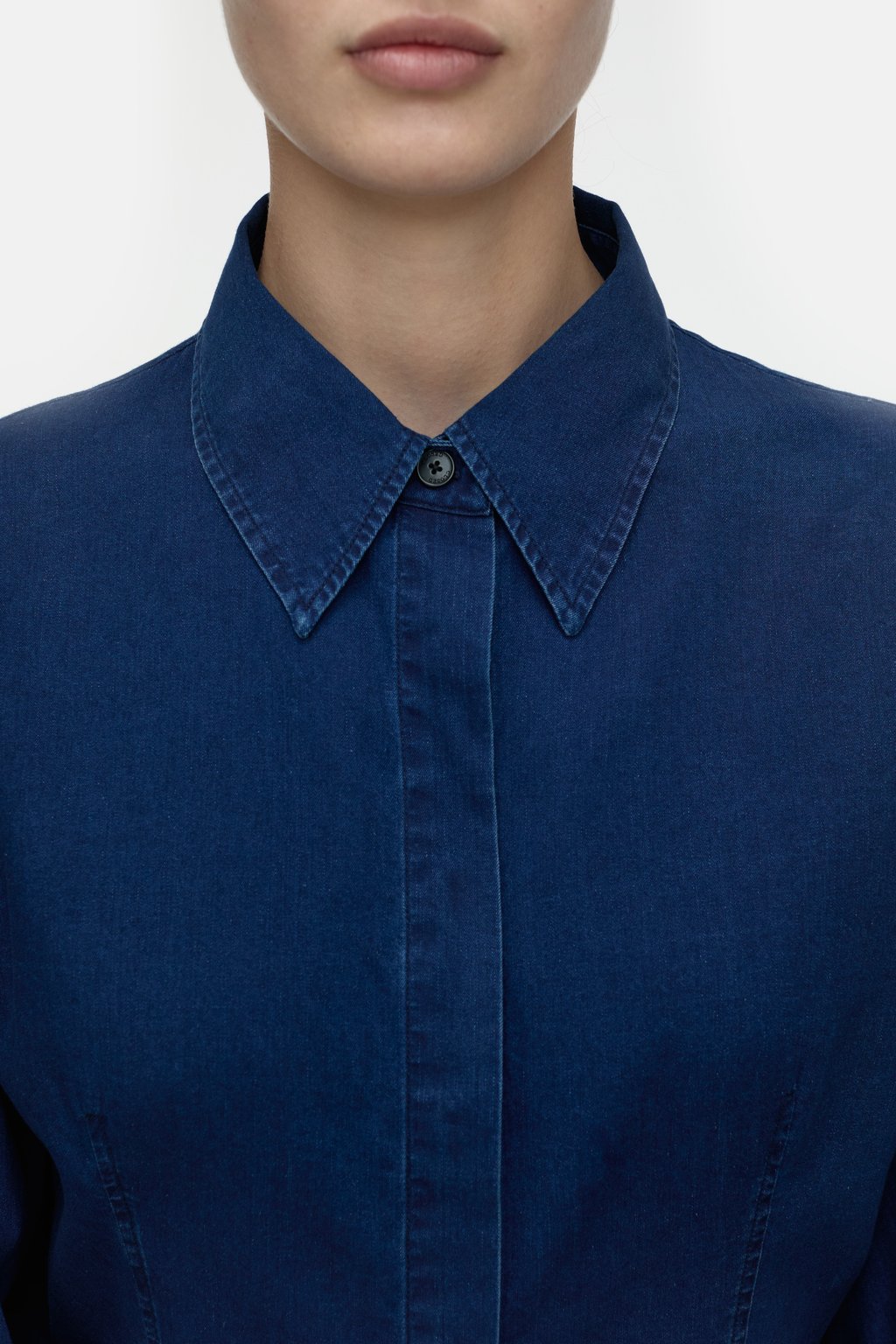 Tailored Cotton Blouse - Dark Blue - DUNE + SALT