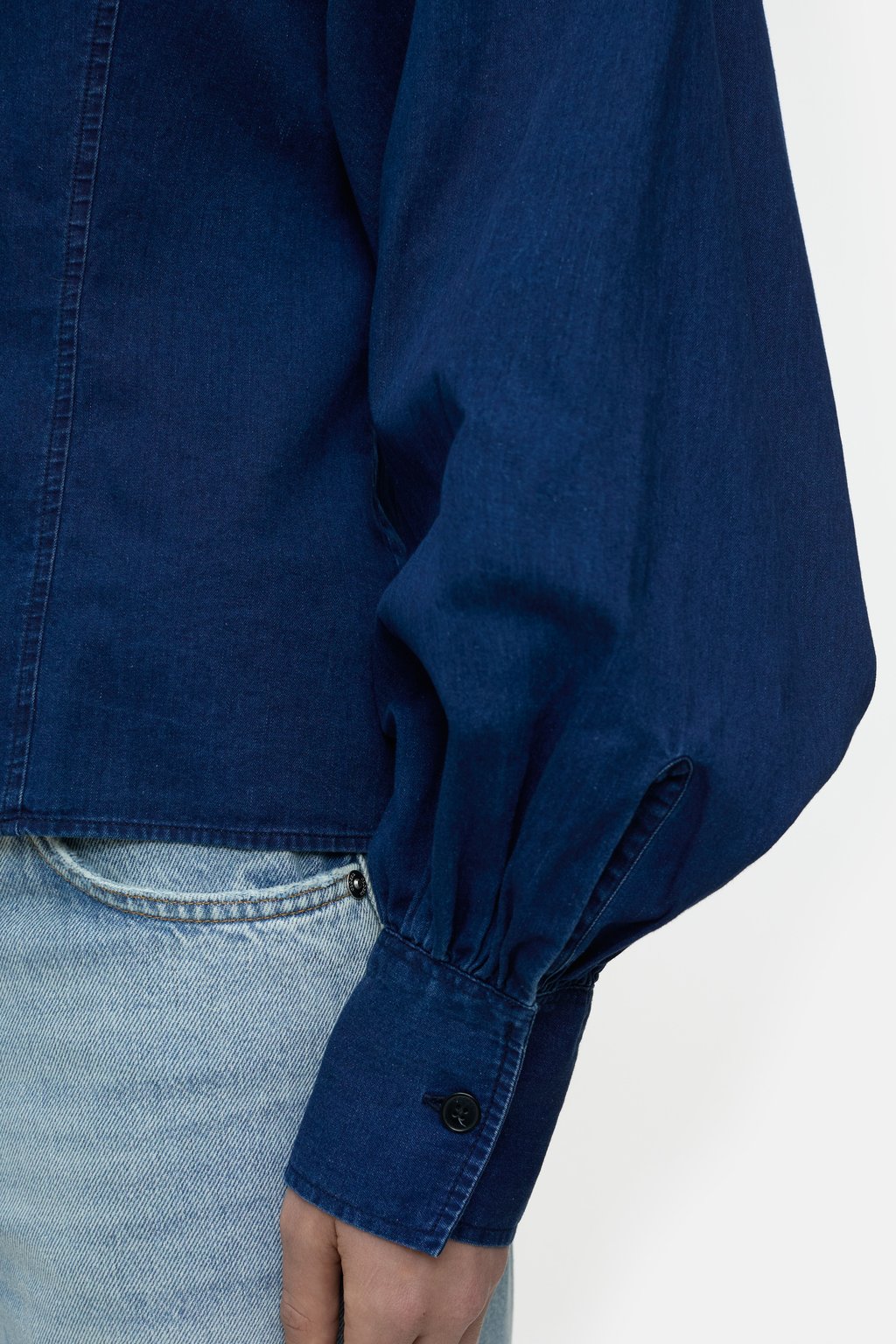 Tailored Cotton Blouse - Dark Blue - DUNE + SALT