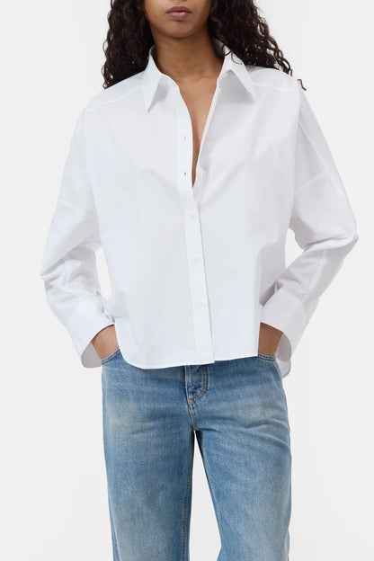 Gathered Cotton Shirt - White - DUNE + SALT